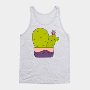 Cute Cactus Design #117: Cacti Bunch With Pink Flower Tank Top